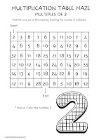 mazes math kids multiplication