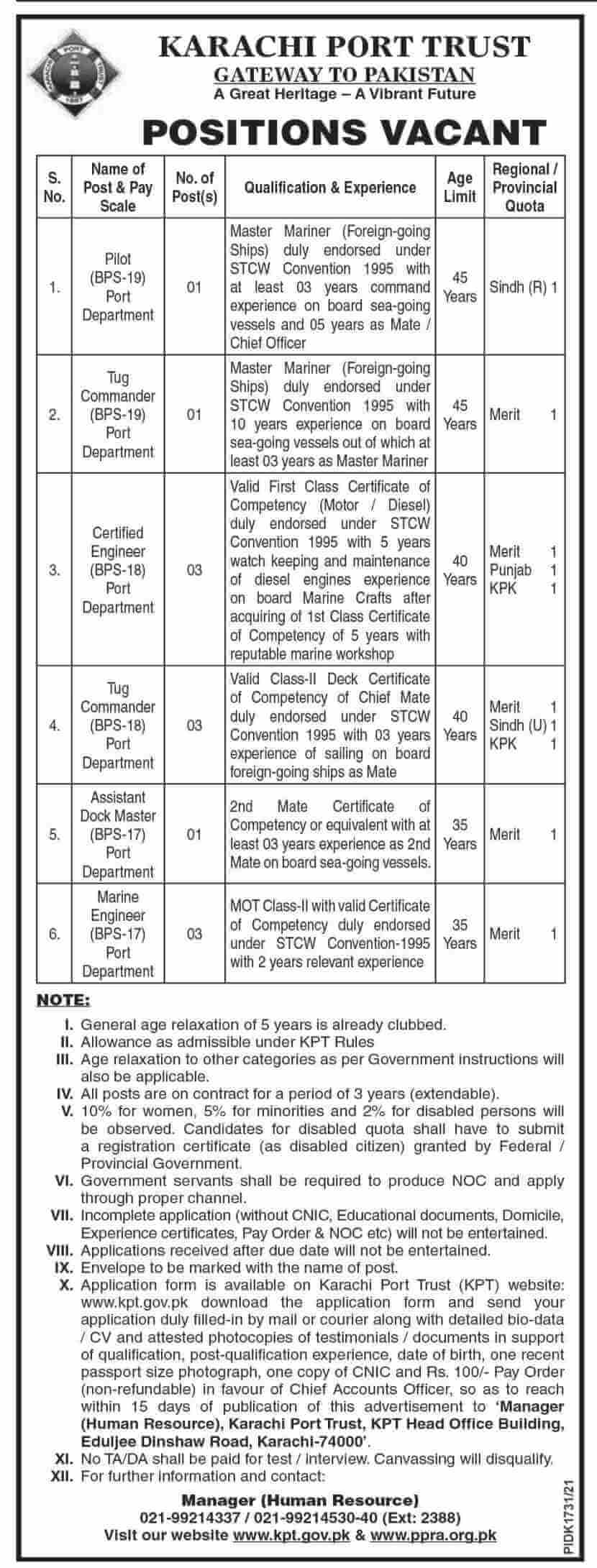 Karachi Port Trust (KPT) Jobs 2021 | Latest Job in Pakistan