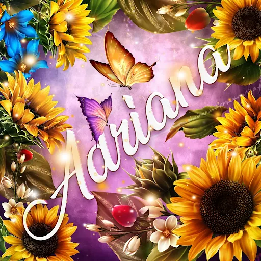 imágen con el nombre aleida con fondo de girasoles y mariposas para descargar gratis