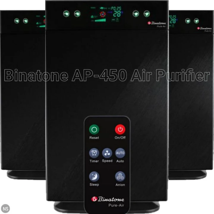 Binatone AP-450 Air Purifier: 50W Home Purifying Appliance with Automatic Air Cleaner Sensor, Smart Digital Touch Control, True HEPA Filter, LED Display..