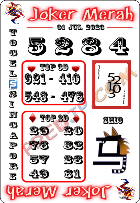 Prediksi Joker Merah Sgp Paling Jitu Sabtu 01-07-2023