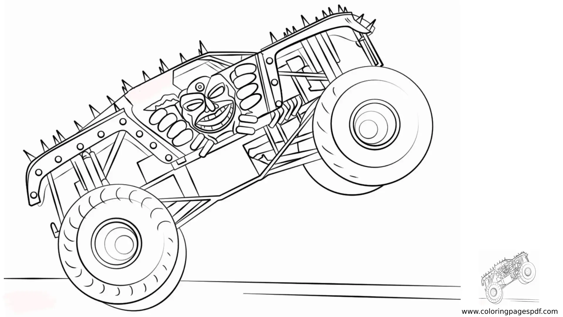 Coloring Pages Of A Monster Truck With A Face