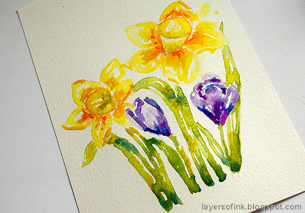 Layers of ink - Watercolor Daffodils Card Tutorial by Anna-Karin Evaldsson.