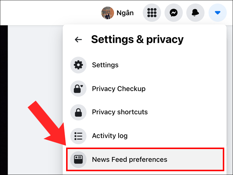 Click on News Feed preferences.