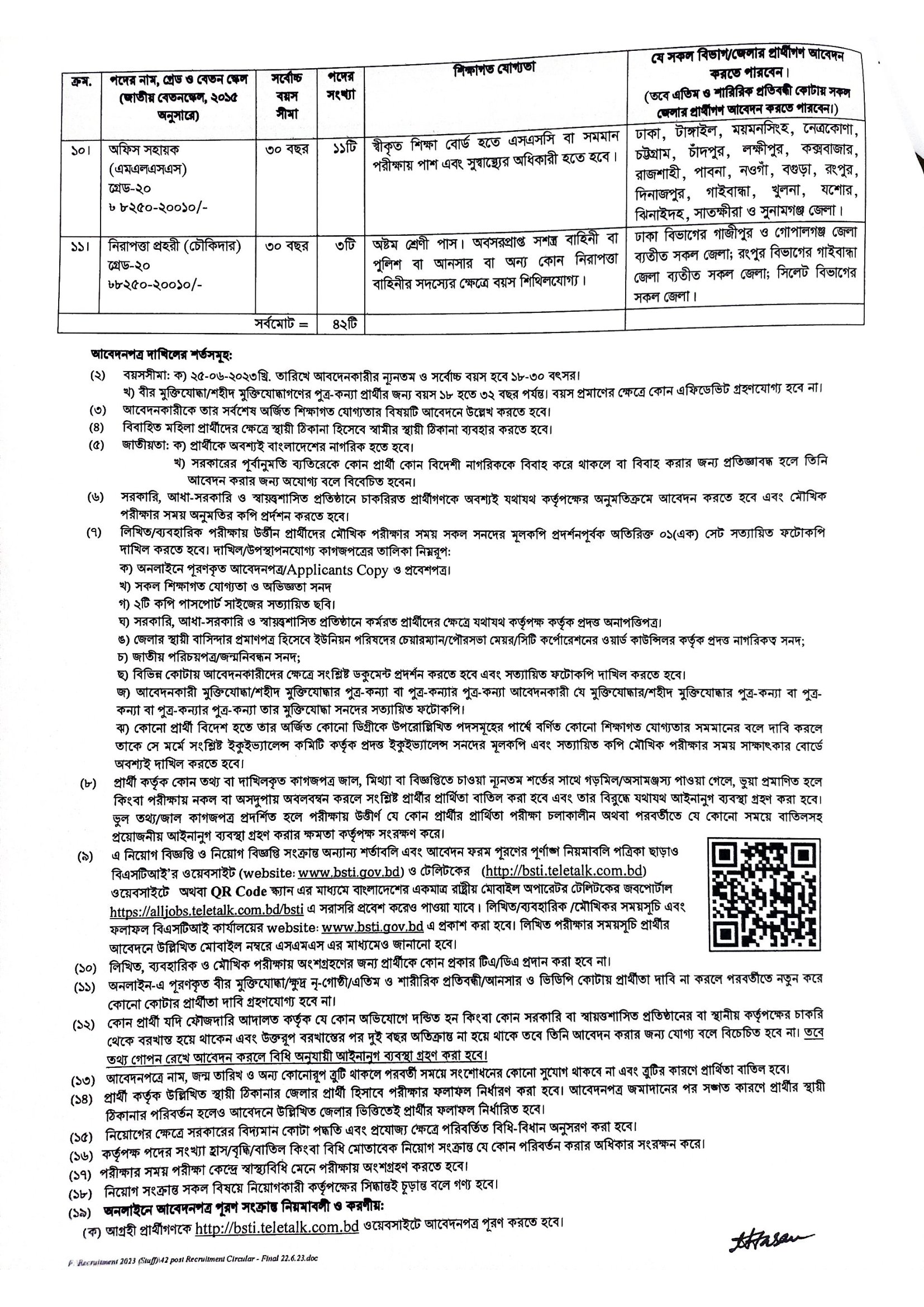 বাংলাদেশ স্ট্যান্ডার্ডস এন্ড টেস্টিং ইনস্টিটিউশন নিয়োগ ২০২৩ - BSTI Job circular 2023