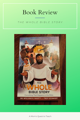 A Mom's Quest to Teach: Book Club: Book Review of The Whole Bible Story book cover on green background