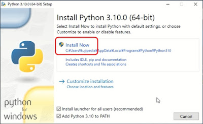 Pythonインストーラー画面 - Install Nowをクリックする