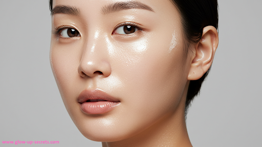 Close-up showing the effect of the 10 step Korean beauty method achieving flawless Korean glass skin.