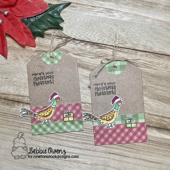 Debbie's tag set features Christmas Pheasant and Fancy Edges Tag by Newton's Nook Designs; #inkypaws, #newtonsnook, #christmascards, #holidaytags, #holidaycards