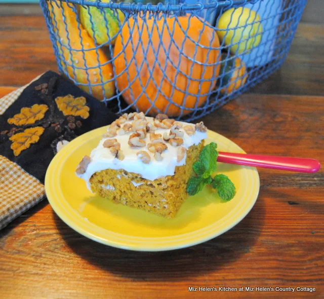 Frosted Pumpkin Walnut Snack Cake at Miz Helen's Country Cottage