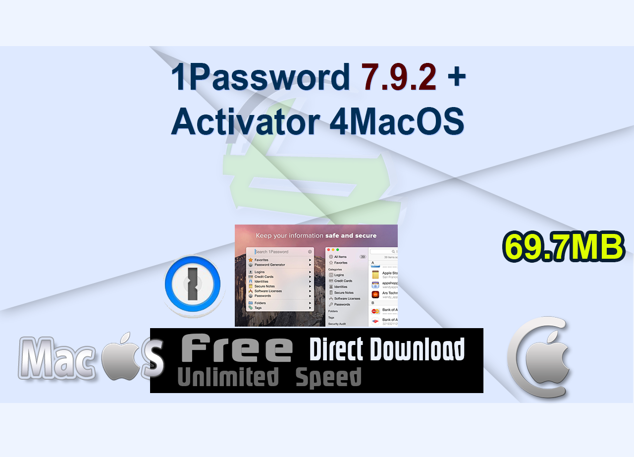 1Password 7.9.2 + Activator 4MacOS