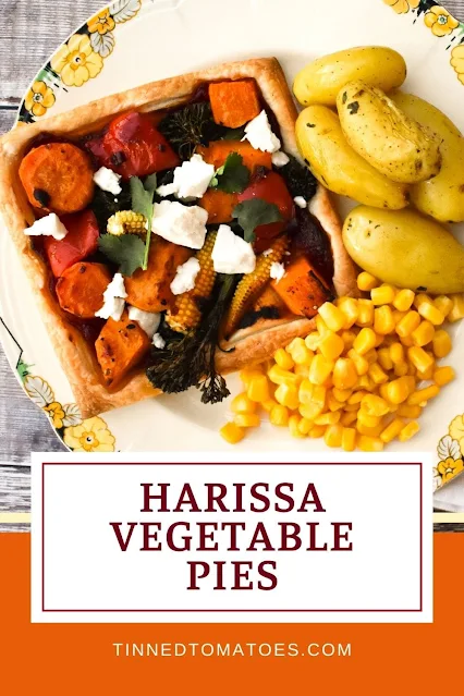 These easy harissa vegetable tarts are great hot or cold and super easy to make.