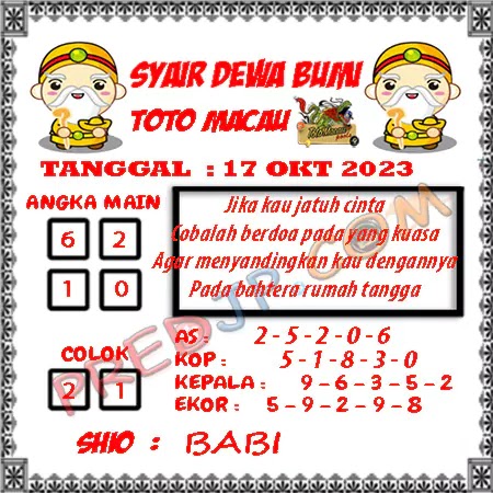 Prediksi Dewa Bumi Togel Macau Pools Selasa 17-10-2023