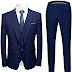 MY'S Men's 3 Piece Slim Fit Suit Set, One Button Solid Jacket Vest Pants with Tie