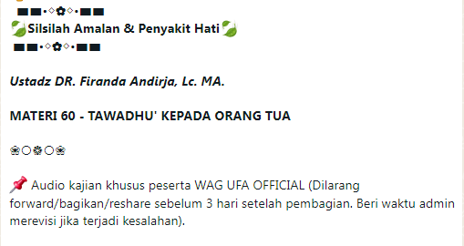 Materi 60 – Tawadhu’ Kepada Orang Tua - Silsilah Amalan Hati dan Penyakit Hati