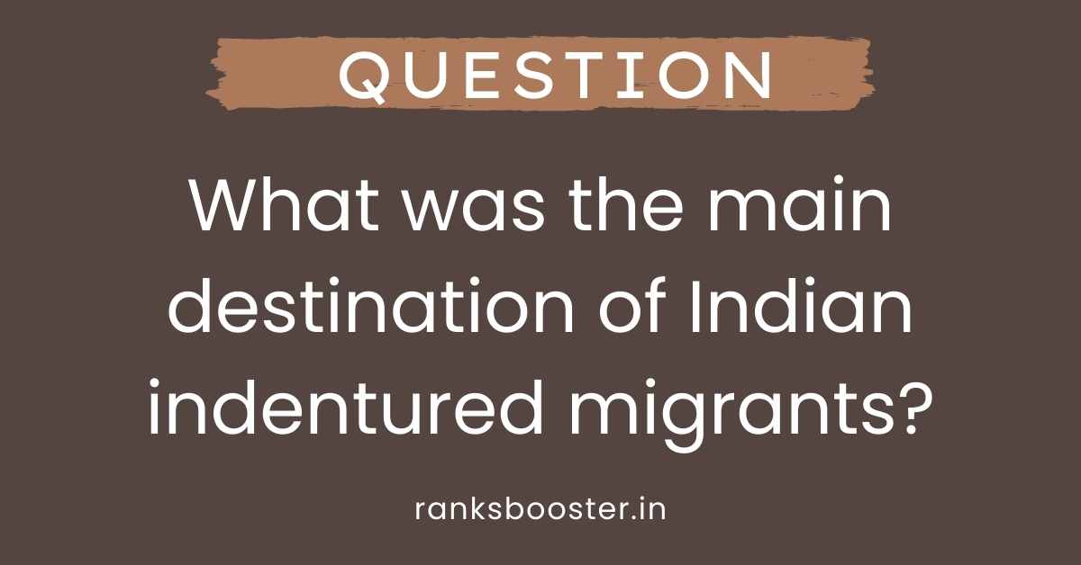 What was the main destination of Indian indentured migrants?