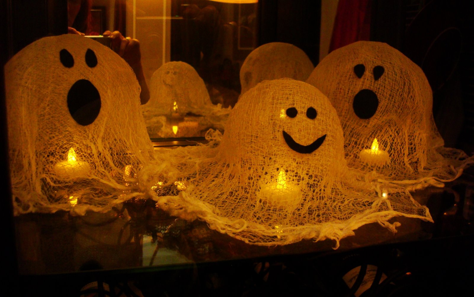 DIY cheesecloth ghosts