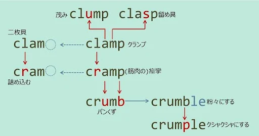 clam, cram, スペルが似ている英単語