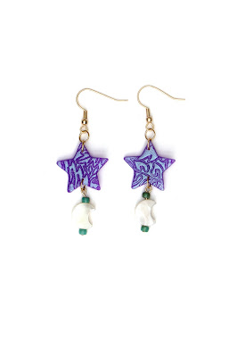 boucles oreilles pâte polymère collection couleurs unies uni violet stenna bijoux