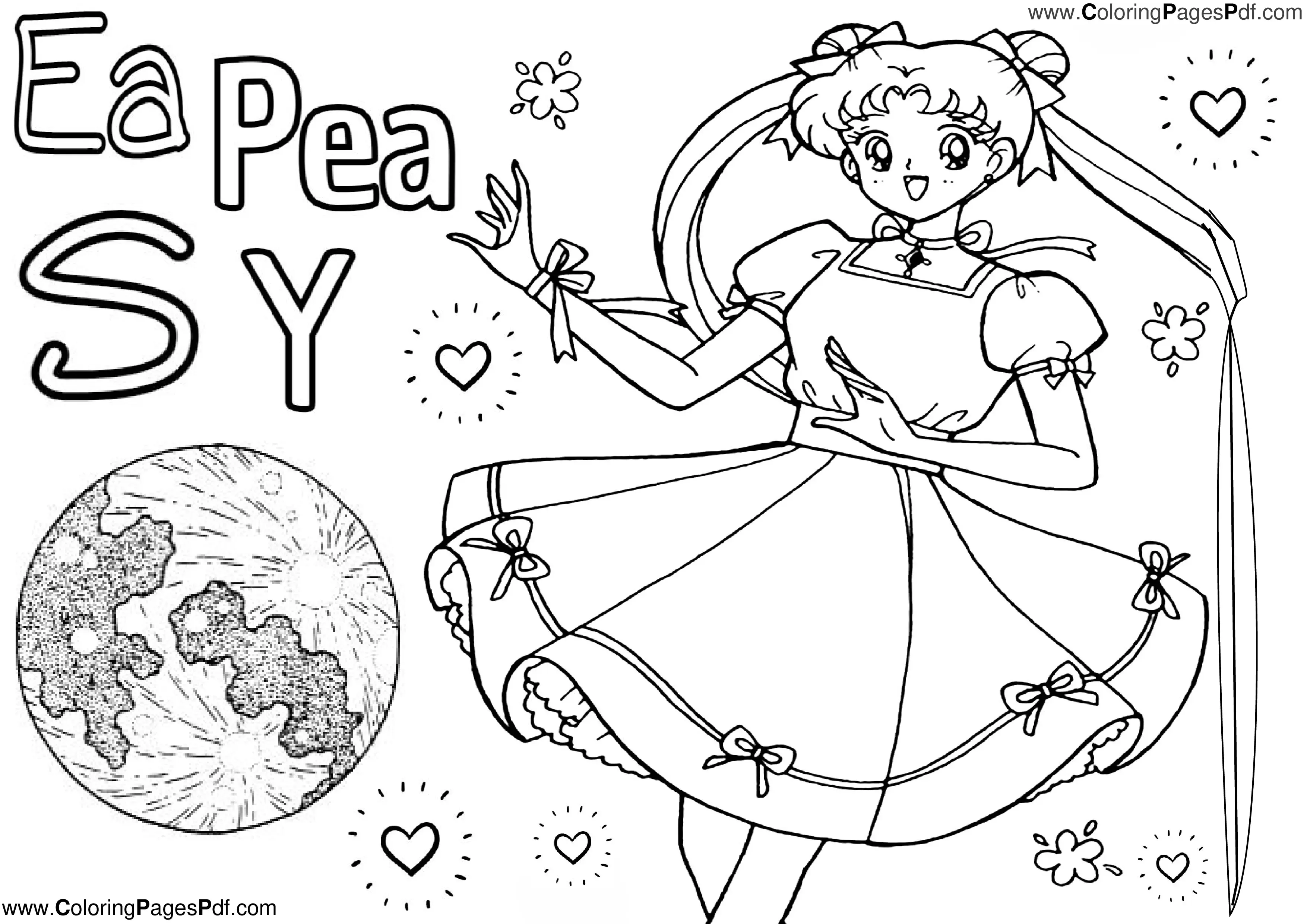 Sailor moon coloring pages easy