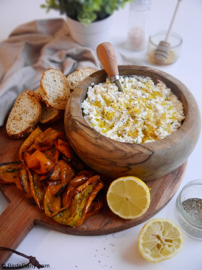 Apéro Dip Trempette au Brousse et aux Poivrons Rôtis - recette de tartine  légère et délicieuse pour les fêtes de Pâques, printemps ou brunch!