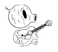 The Wood Man playing guitar coloring page