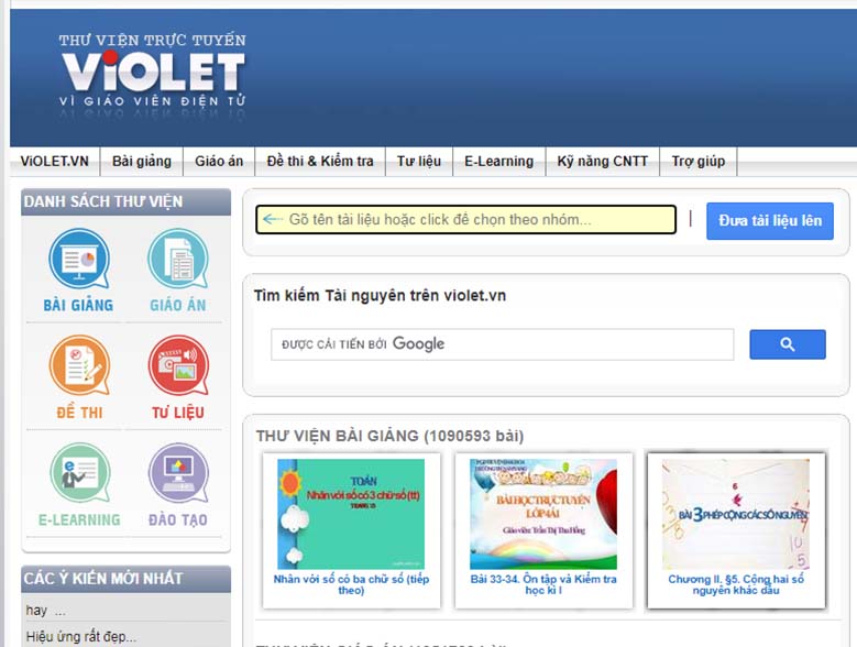 Tải Violet: Thư viện bài giảng điện tử trực tuyến  a