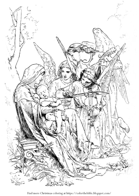 Color The Bible: Song of Angels Coloring Page