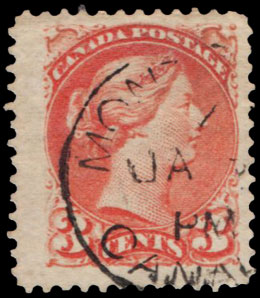 Canadian Postage Stamp CA-83 Queen Victoria 3 cents 1873