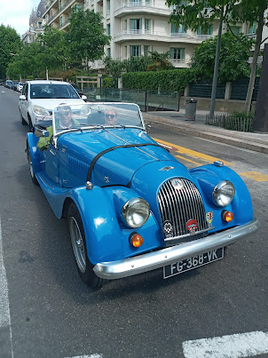 A vintage  " MORGAN" model car on the street in Nice.
