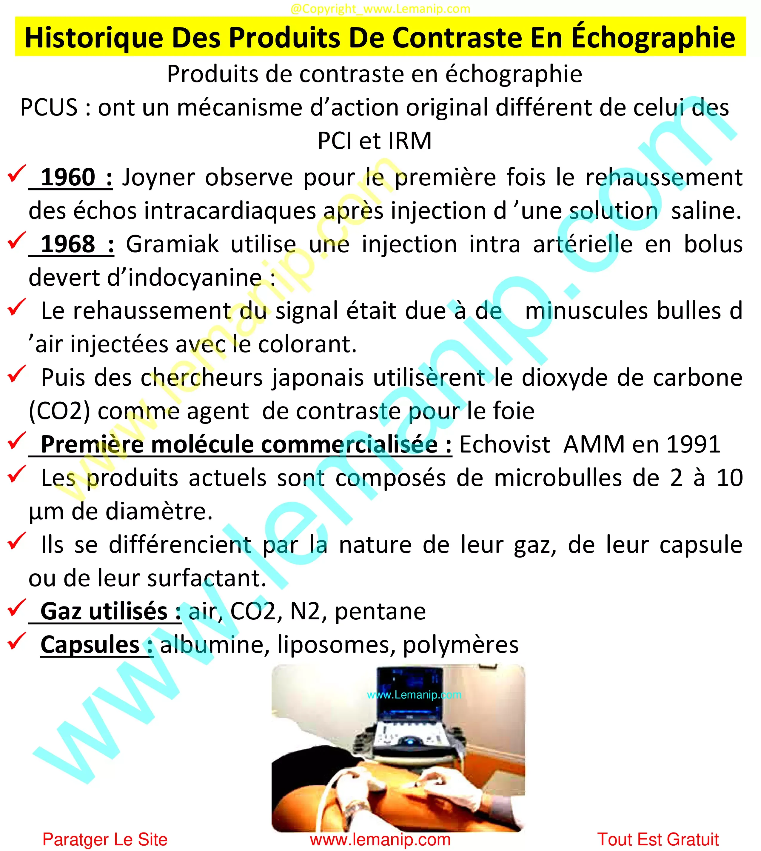 Historique Des Produits De Contraste En Échographie