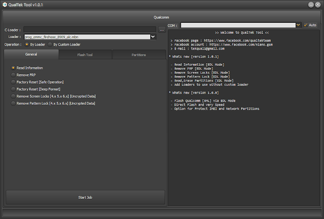 QualTek Tool v1.0.1 Qualcomm EDL Flash/Read partitions