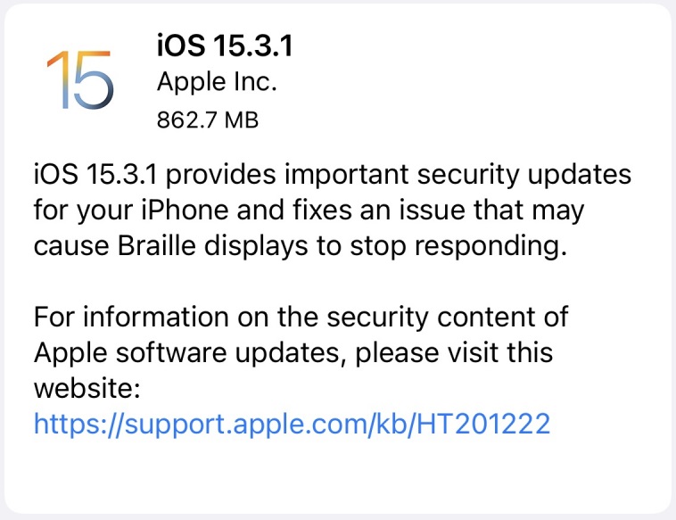 iOS 15.3.1 Features