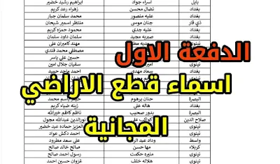 الدفعة الأولى من اسماء الشمولين بقطع الاراضي داري 2021 البالغة 56 ألف مشمول "pdf"