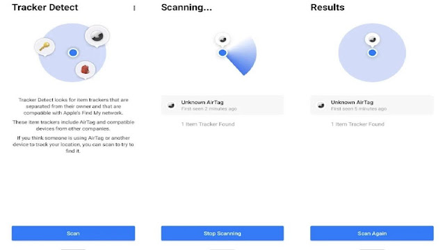تطبيق Tracker Detect من آبل لمساعدة مستخدمي اندرويد العثور عن AirTag أو أدوات تعقب العناصر التي تدعم Find My