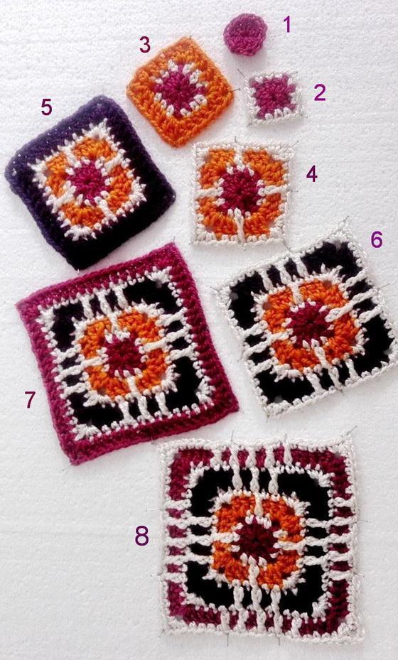 Crochet Square Motif step by step