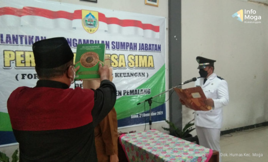 Pelantikan Perangkat Desa Sima, Kepala Desa Sima, Arif Nafan Lubis, Kaur Keuangan, Nur Immah, Kecamatan Moga