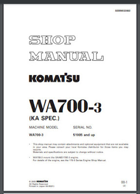 Komatsu shop manual WA700-3 wheel loader