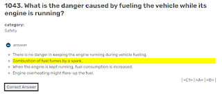1043. What is the danger caused by fueling the vehicle while its engine is running?