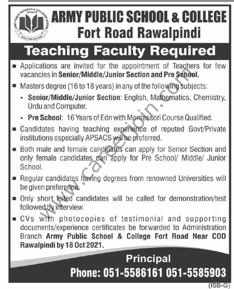 Jobs in Army Public School & College