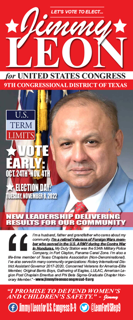 Jimmy Leon is running for U.S. Congress for the 9th Congressional District of Texas