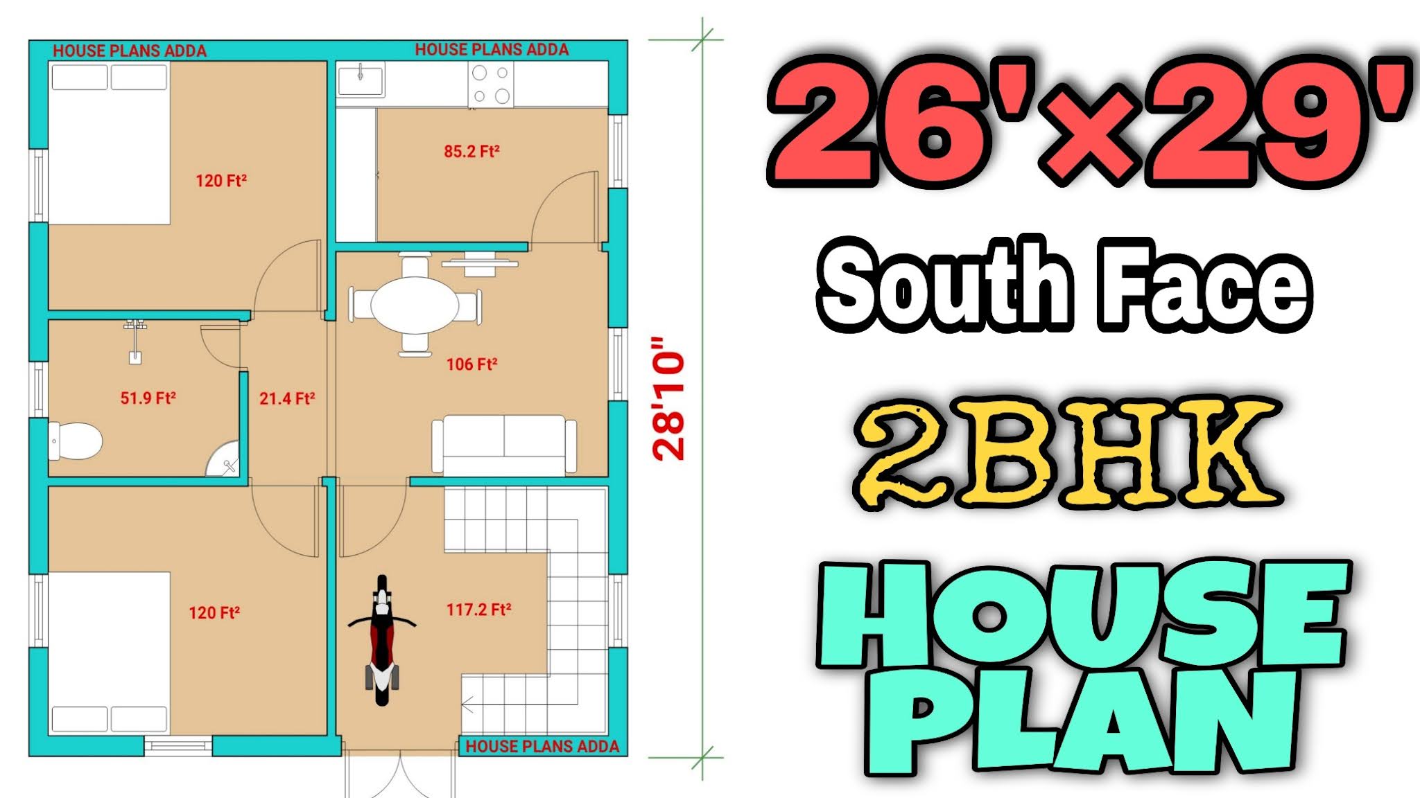 2bhk house plan 750 sqft
