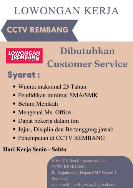 Lowongan Kerja Customer Service CCTV Rembang