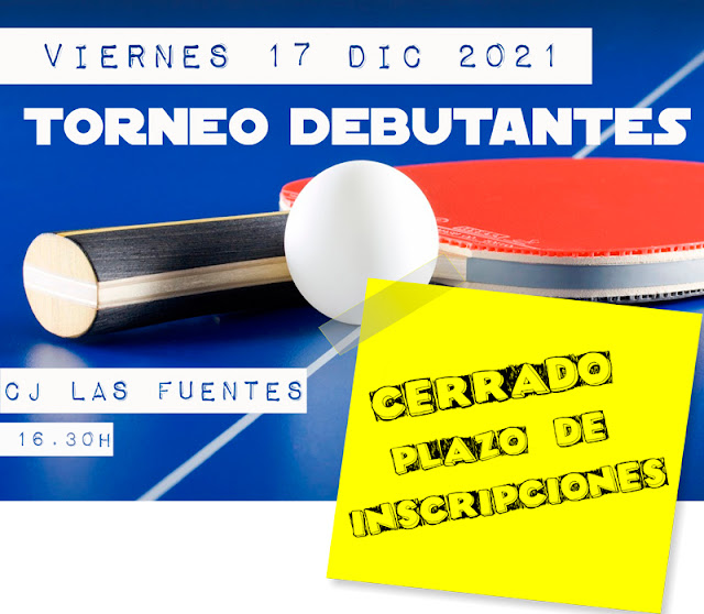 TENIS DE MESA: Cerrado plazo inscripciones Torneo Debutantes