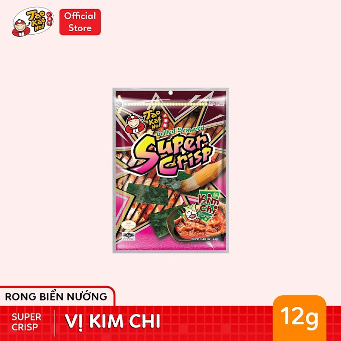 Mall Shop [ taokaenoi_official ] [Combo tiết kiệm] Combo 5 gói Rong biển TaoKaeNoi SUPER CRISP vị Kim Chi 12g (5 gói)