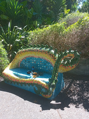 " Enter the Dragon" ? Classic public bench on China hill in Devonport