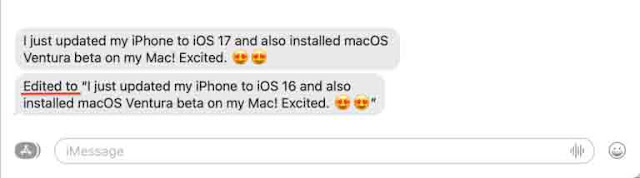 كيف تبدو الرسالة المحررة في الإصدارات الأقدم من iOS و macOS