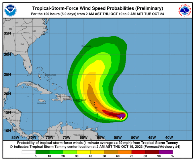 La tormenta tropical Tammy se fortalece y amenaza con fuertes lluvias al Caribe
