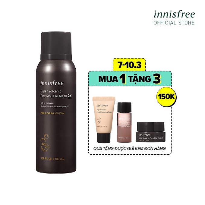 Mall Shop [ innisfreevietnam_officialstore ] [Mã COSIF03 giảm 10% đơn 400K] Siêu mặt nạ dạng mousse từ đá núi lửa innisfree Jeju Super Volcanic Clay MousseMask 100ml