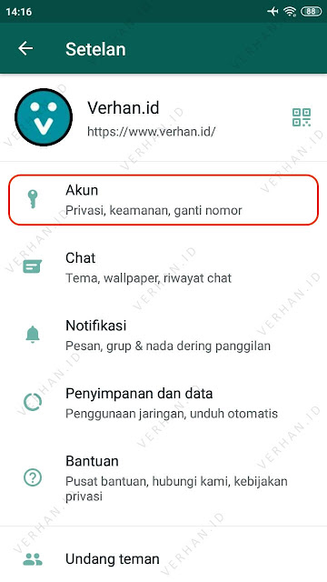 setelan akun status wa